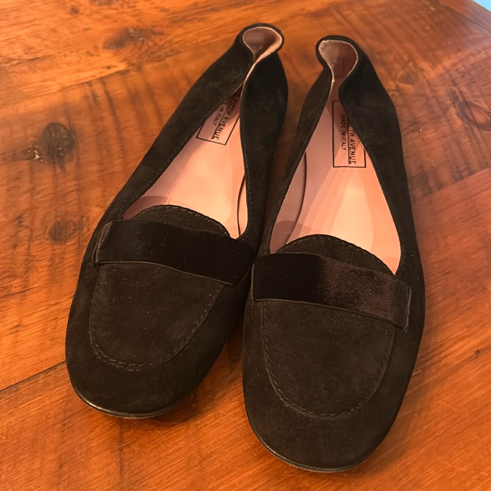 Saks 5th Avenue Italy Black Suede Velvet Flats 10B